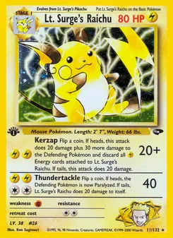 Matching English Lt. Surge's Raichu card