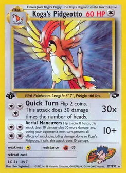 Matching English Koga's Pidgeotto card