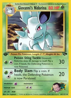 Matching English Giovanni's Nidorina card