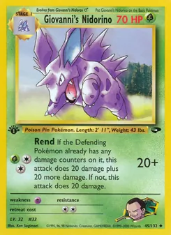Matching English Giovanni's Nidorino card