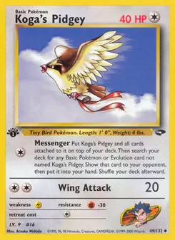 Matching English Koga's Pidgey card