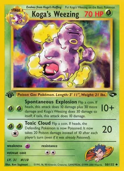 Matching English Koga's Weezing card