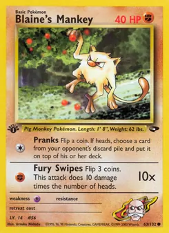 Matching English Blaine's Mankey card