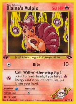 Matching English Blaine's Vulpix card