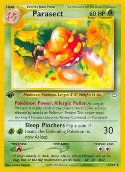 Matching English Parasect card