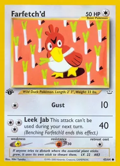 Matching English Farfetch'd card